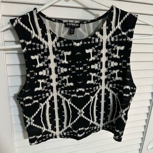 Express black and white crop top XS